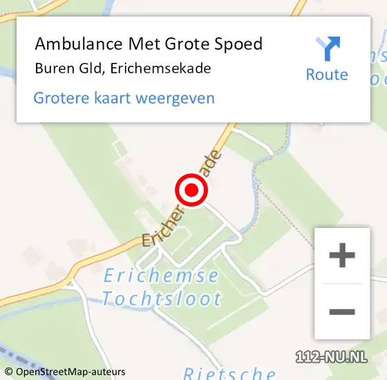 Locatie op kaart van de 112 melding: Ambulance Met Grote Spoed Naar Buren Gld, Erichemsekade op 26 maart 2014 17:41