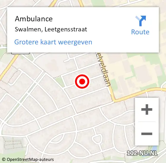 Locatie op kaart van de 112 melding: Ambulance Swalmen, Leetgensstraat op 18 maart 2019 10:10