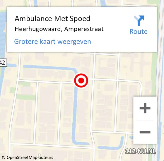 Locatie op kaart van de 112 melding: Ambulance Met Spoed Naar Heerhugowaard, Amperestraat op 18 maart 2019 10:17