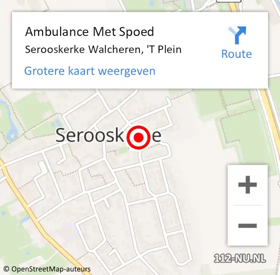 Locatie op kaart van de 112 melding: Ambulance Met Spoed Naar Serooskerke Walcheren, 'T Plein op 26 maart 2014 17:49