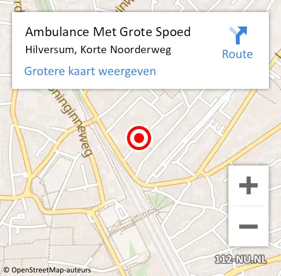 Locatie op kaart van de 112 melding: Ambulance Met Grote Spoed Naar Hilversum, Korte Noorderweg op 26 maart 2014 17:49