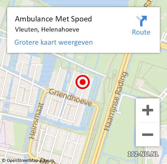 Locatie op kaart van de 112 melding: Ambulance Met Spoed Naar Vleuten, Helenahoeve op 26 maart 2014 17:58