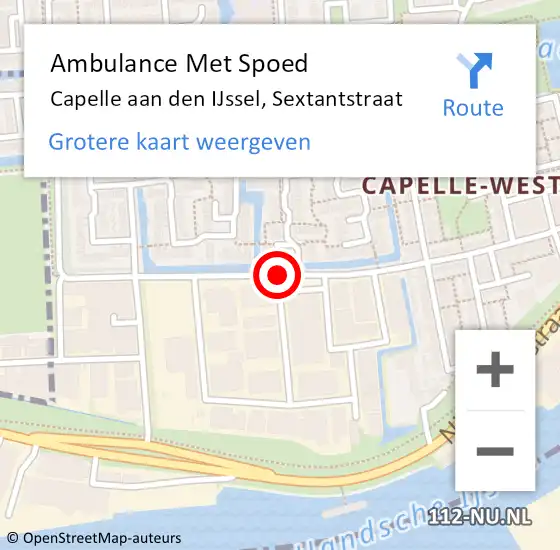 Locatie op kaart van de 112 melding: Ambulance Met Spoed Naar Capelle aan den IJssel, Sextantstraat op 18 maart 2019 11:31