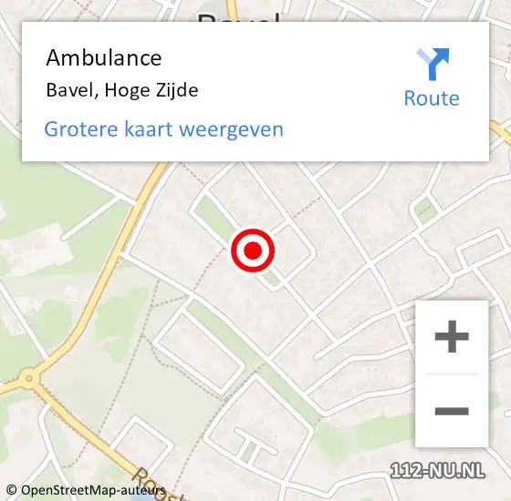 Locatie op kaart van de 112 melding: Ambulance Bavel, Hoge Zijde op 18 maart 2019 12:24