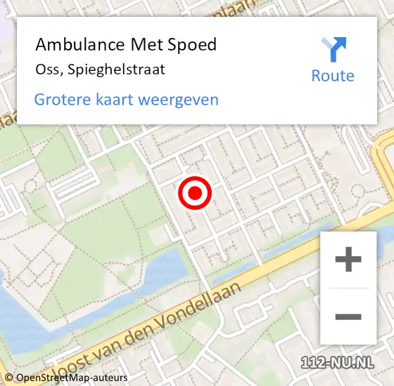 Locatie op kaart van de 112 melding: Ambulance Met Spoed Naar Oss, Spieghelstraat op 18 maart 2019 12:36