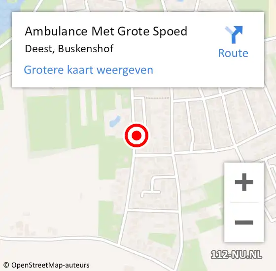 Locatie op kaart van de 112 melding: Ambulance Met Grote Spoed Naar Deest, Buskenshof op 26 maart 2014 18:07