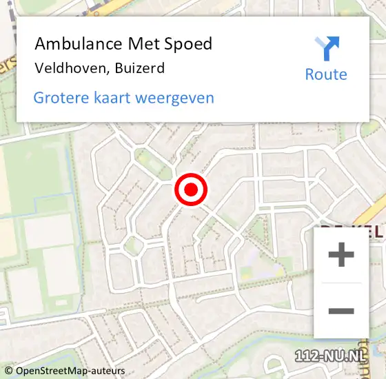 Locatie op kaart van de 112 melding: Ambulance Met Spoed Naar Veldhoven, Buizerd op 18 maart 2019 16:14