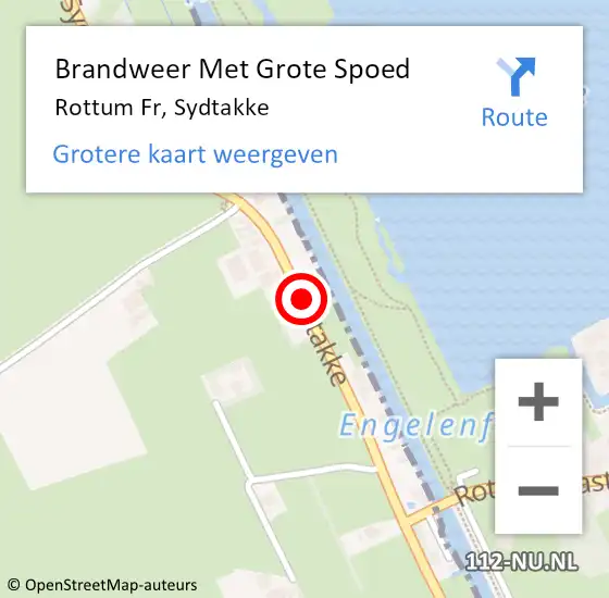 Locatie op kaart van de 112 melding: Brandweer Met Grote Spoed Naar Rottum Fr, Sydtakke op 18 maart 2019 16:50