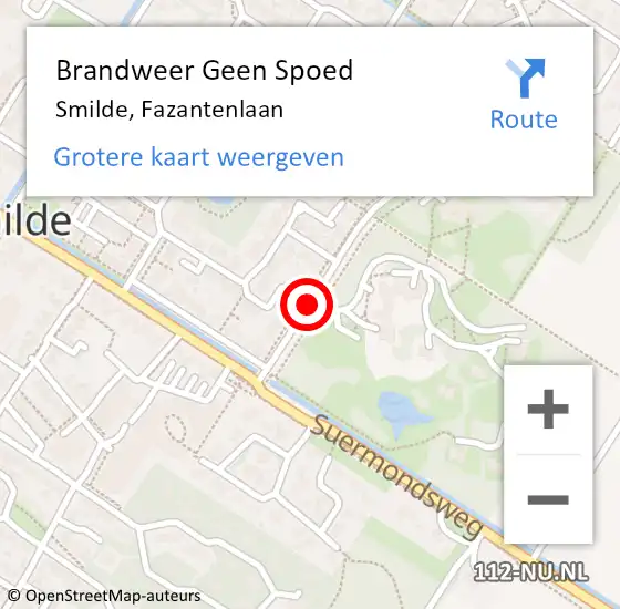 Locatie op kaart van de 112 melding: Brandweer Geen Spoed Naar Smilde, Fazantenlaan op 18 maart 2019 17:32