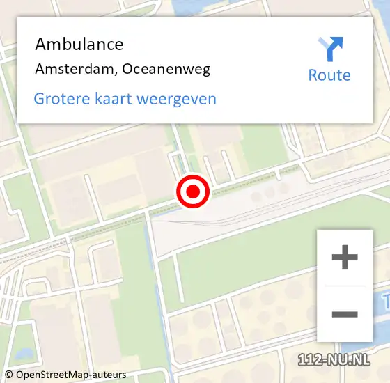 Locatie op kaart van de 112 melding: Ambulance Amsterdam, Oceanenweg op 18 maart 2019 18:17