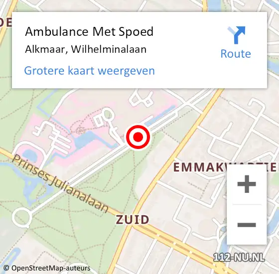 Locatie op kaart van de 112 melding: Ambulance Met Spoed Naar Alkmaar, Wilhelminalaan op 18 maart 2019 18:26