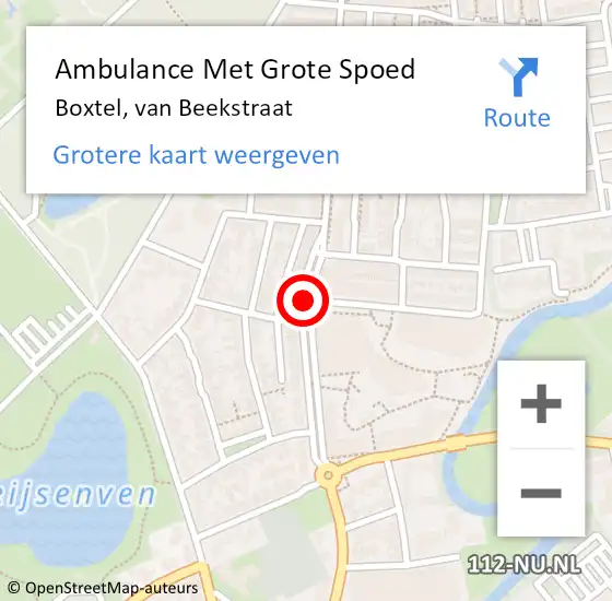 Locatie op kaart van de 112 melding: Ambulance Met Grote Spoed Naar Boxtel, van Beekstraat op 18 maart 2019 19:13