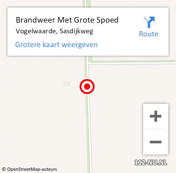 Locatie op kaart van de 112 melding: Brandweer Met Grote Spoed Naar Vogelwaarde, Sasdijkweg op 18 maart 2019 19:29