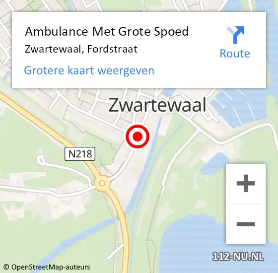 Locatie op kaart van de 112 melding: Ambulance Met Grote Spoed Naar Zwartewaal, Fordstraat op 18 maart 2019 20:32