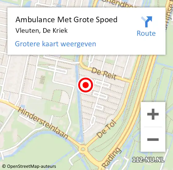 Locatie op kaart van de 112 melding: Ambulance Met Grote Spoed Naar Vleuten, De Kriek op 26 maart 2014 19:06