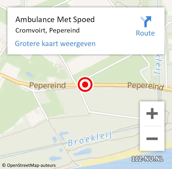 Locatie op kaart van de 112 melding: Ambulance Met Spoed Naar Cromvoirt, Pepereind op 18 maart 2019 22:04