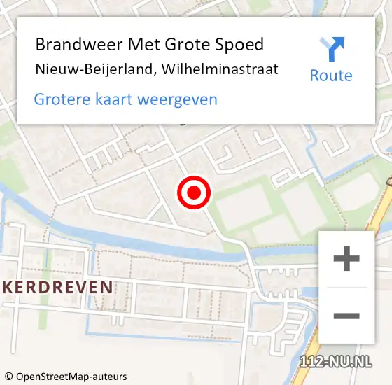 Locatie op kaart van de 112 melding: Brandweer Met Grote Spoed Naar Nieuw-Beijerland, Wilhelminastraat op 18 maart 2019 23:00