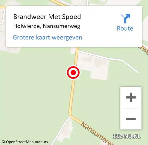 Locatie op kaart van de 112 melding: Brandweer Met Spoed Naar Holwierde, Nansumerweg op 19 maart 2019 00:03