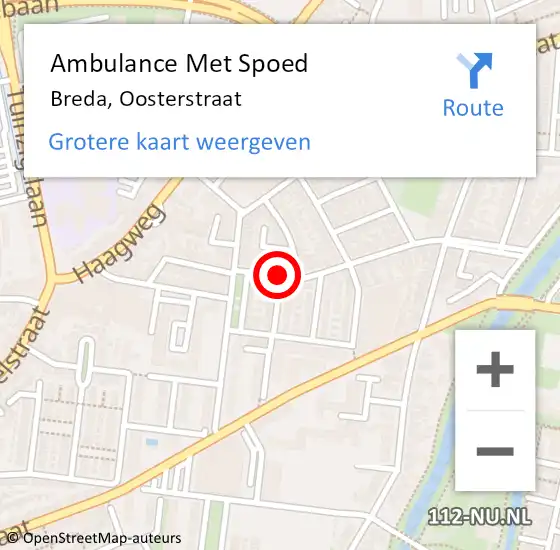 Locatie op kaart van de 112 melding: Ambulance Met Spoed Naar Breda, Oosterstraat op 19 maart 2019 05:02