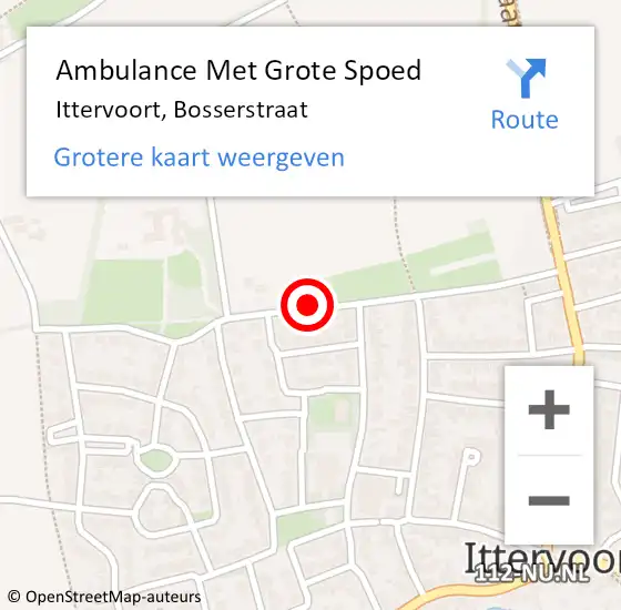 Locatie op kaart van de 112 melding: Ambulance Met Grote Spoed Naar Ittervoort, Bosserstraat op 19 maart 2019 06:48
