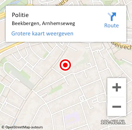 Locatie op kaart van de 112 melding: Politie Beekbergen, Arnhemseweg op 19 maart 2019 08:05