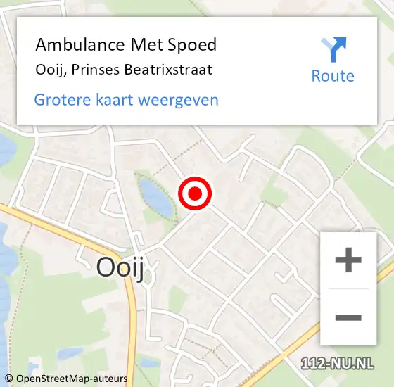 Locatie op kaart van de 112 melding: Ambulance Met Spoed Naar Ooij, Prinses Beatrixstraat op 19 maart 2019 08:16