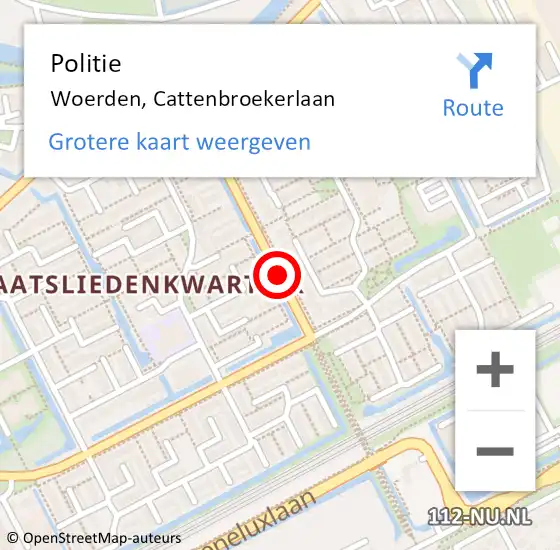 Locatie op kaart van de 112 melding: Politie Woerden, Cattenbroekerlaan op 19 maart 2019 08:20