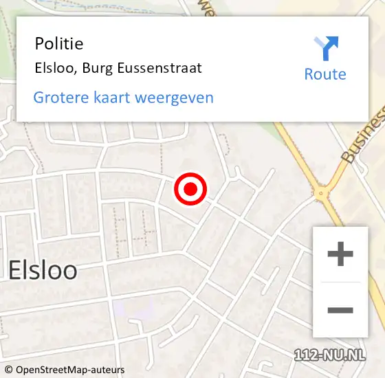 Locatie op kaart van de 112 melding: Politie Elsloo, Burg Eussenstraat op 19 maart 2019 08:37