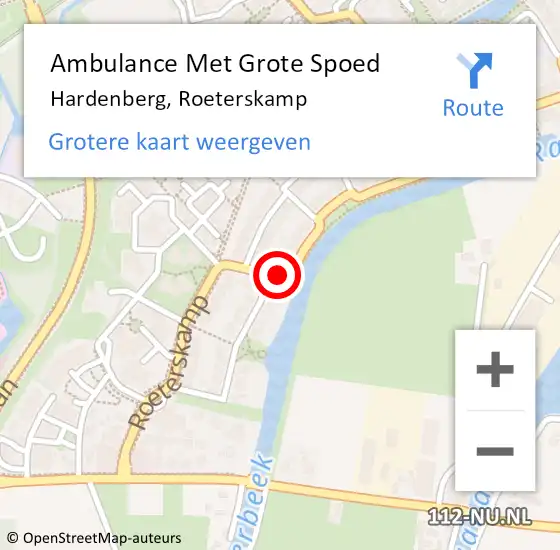 Locatie op kaart van de 112 melding: Ambulance Met Grote Spoed Naar Hardenberg, Roeterskamp op 19 maart 2019 09:23