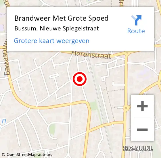 Locatie op kaart van de 112 melding: Brandweer Met Grote Spoed Naar Bussum, Nieuwe Spiegelstraat op 19 maart 2019 10:01