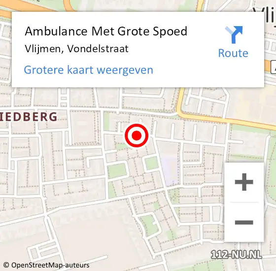 Locatie op kaart van de 112 melding: Ambulance Met Grote Spoed Naar Vlijmen, Vondelstraat op 19 maart 2019 10:10