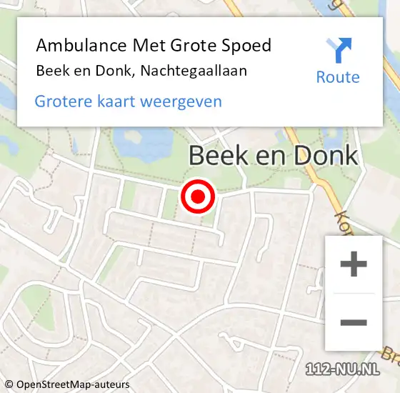 Locatie op kaart van de 112 melding: Ambulance Met Grote Spoed Naar Beek en Donk, Nachtegaallaan op 19 maart 2019 10:12