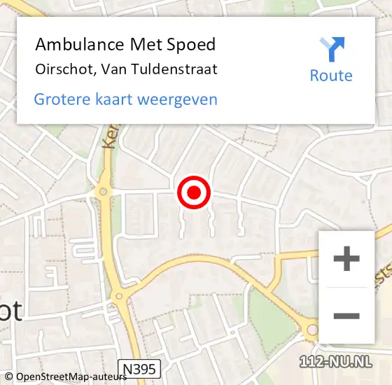 Locatie op kaart van de 112 melding: Ambulance Met Spoed Naar Oirschot, Van Tuldenstraat op 19 maart 2019 10:23