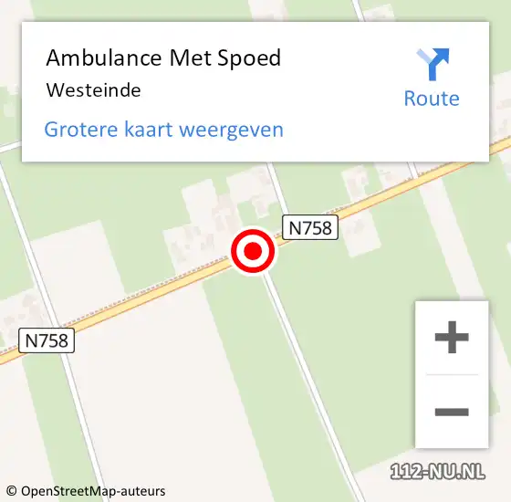 Locatie op kaart van de 112 melding: Ambulance Met Spoed Naar Westeinde op 19 maart 2019 11:06
