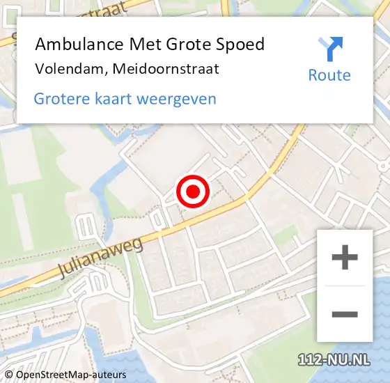 Locatie op kaart van de 112 melding: Ambulance Met Grote Spoed Naar Volendam, Meidoornstraat op 19 maart 2019 11:54