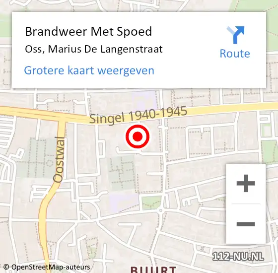 Locatie op kaart van de 112 melding: Brandweer Met Spoed Naar Oss, Marius De Langenstraat op 19 maart 2019 12:06