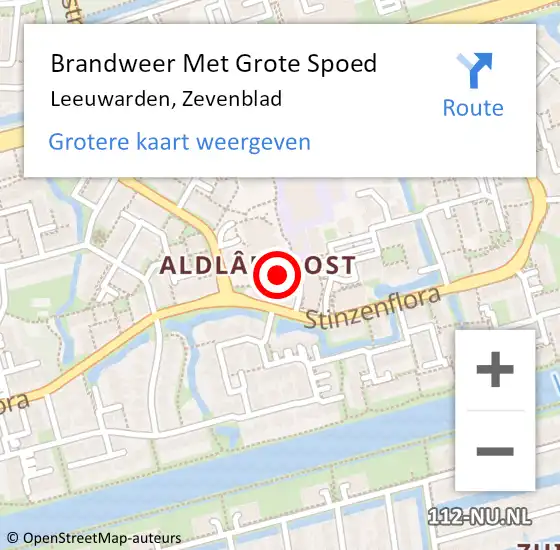 Locatie op kaart van de 112 melding: Brandweer Met Grote Spoed Naar Leeuwarden, Zevenblad op 19 maart 2019 13:09