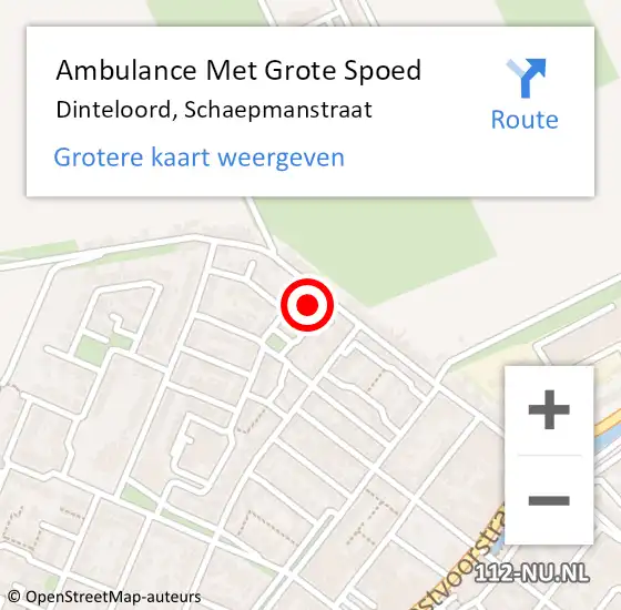 Locatie op kaart van de 112 melding: Ambulance Met Grote Spoed Naar Dinteloord, Schaepmanstraat op 26 september 2013 17:21