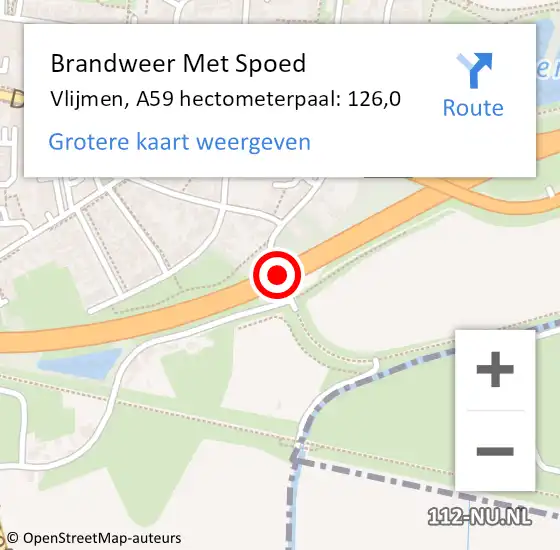 Locatie op kaart van de 112 melding: Brandweer Met Spoed Naar Vlijmen, A59 hectometerpaal: 126,0 op 19 maart 2019 14:05