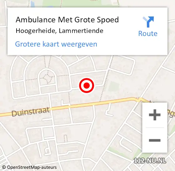 Locatie op kaart van de 112 melding: Ambulance Met Grote Spoed Naar Hoogerheide, Lammertiende op 19 maart 2019 15:00