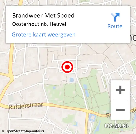 Locatie op kaart van de 112 melding: Brandweer Met Spoed Naar Oosterhout nb, Heuvel op 19 maart 2019 15:29