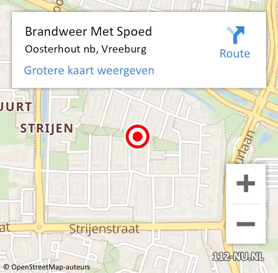 Locatie op kaart van de 112 melding: Brandweer Met Spoed Naar Oosterhout nb, Vreeburg op 19 maart 2019 16:28