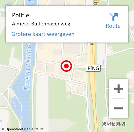 Locatie op kaart van de 112 melding: Politie Almelo, Buitenhavenweg op 19 maart 2019 17:12