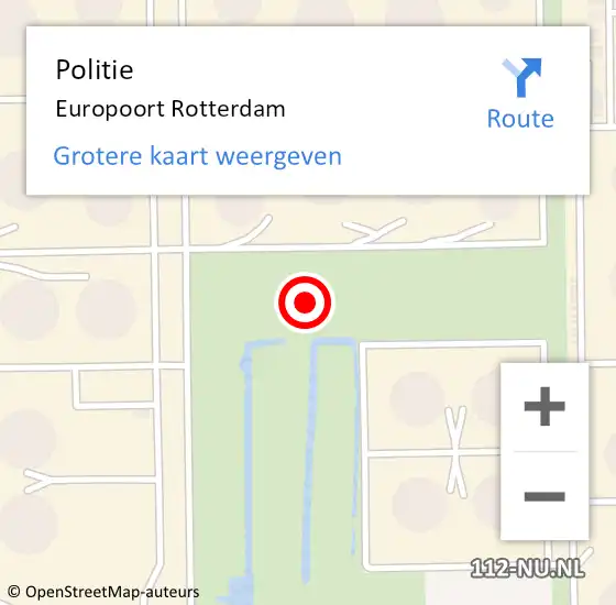 Locatie op kaart van de 112 melding: Politie Europoort Rotterdam op 19 maart 2019 17:28