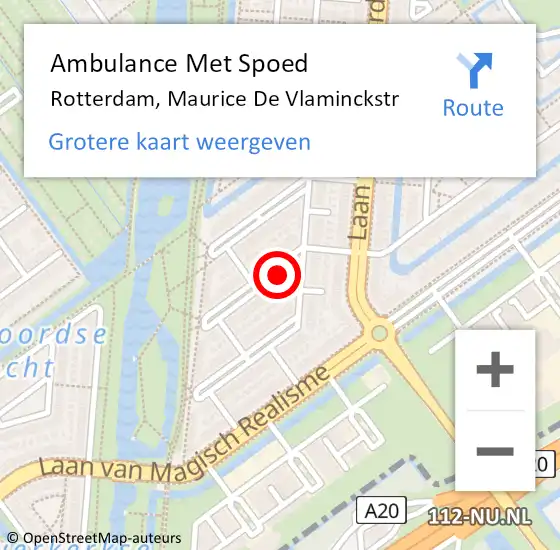 Locatie op kaart van de 112 melding: Ambulance Met Spoed Naar Rotterdam, Maurice De Vlaminckstr op 19 maart 2019 17:32