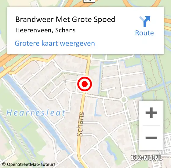 Locatie op kaart van de 112 melding: Brandweer Met Grote Spoed Naar Heerenveen, Schans op 19 maart 2019 17:56