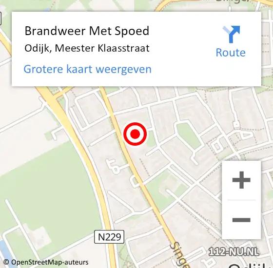 Locatie op kaart van de 112 melding: Brandweer Met Spoed Naar Odijk, Meester Klaasstraat op 19 maart 2019 19:08