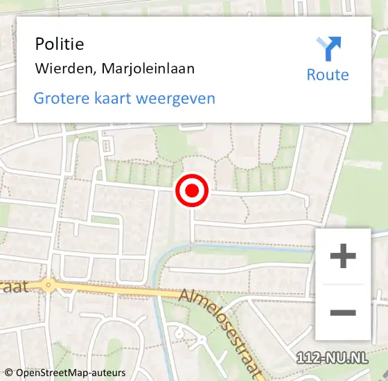 Locatie op kaart van de 112 melding: Politie Wierden, Marjoleinlaan op 19 maart 2019 20:02