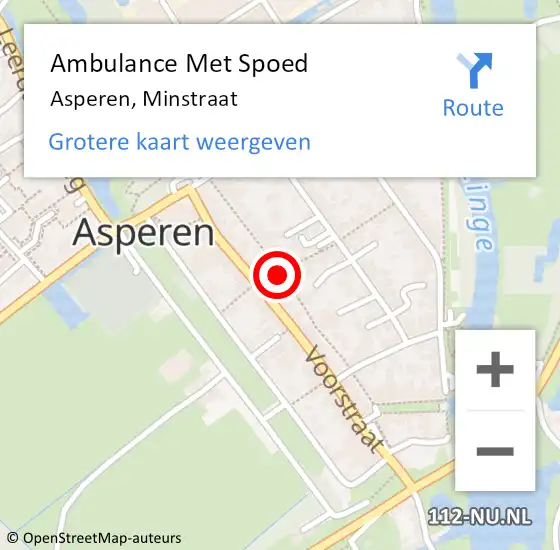 Locatie op kaart van de 112 melding: Ambulance Met Spoed Naar Asperen, Minstraat op 19 maart 2019 20:32