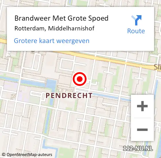 Locatie op kaart van de 112 melding: Brandweer Met Grote Spoed Naar Rotterdam, Middelharnishof op 19 maart 2019 20:55